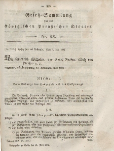 Gesetz-Sammlung für die Königlichen Preussischen Staaten, 21. Juni, 1852, nr. 23.