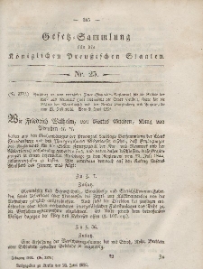 Gesetz-Sammlung für die Königlichen Preussischen Staaten, 24. Juni, 1852, nr. 25.