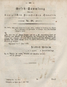 Gesetz-Sammlung für die Königlichen Preussischen Staaten, 3. Juli, 1852, nr. 28.