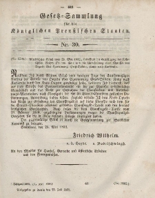 Gesetz-Sammlung für die Königlichen Preussischen Staaten, 23. Juli, 1852, nr. 30.