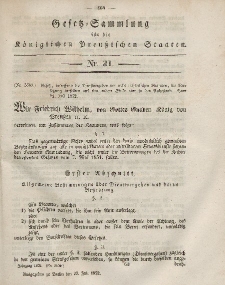 Gesetz-Sammlung für die Königlichen Preussischen Staaten, 29. Juli, 1852, nr. 31.