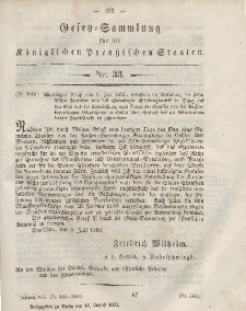 Gesetz-Sammlung für die Königlichen Preussischen Staaten, 14. August, 1852, nr. 33.