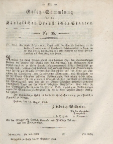 Gesetz-Sammlung für die Königlichen Preussischen Staaten, 27. September, 1852, nr. 38.