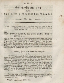 Gesetz-Sammlung für die Königlichen Preussischen Staaten, 8. Oktober, 1852, nr. 40.