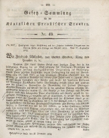 Gesetz-Sammlung für die Königlichen Preussischen Staaten, 10. November, 1852, nr. 43.
