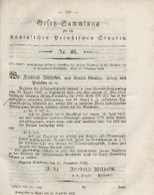Gesetz-Sammlung für die Königlichen Preussischen Staaten, 15. Dezember, 1852, nr. 46.
