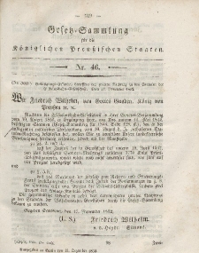 Gesetz-Sammlung für die Königlichen Preussischen Staaten, 15. Dezember, 1852, nr. 46.