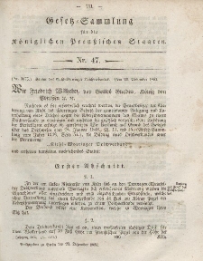 Gesetz-Sammlung für die Königlichen Preussischen Staaten, 23. Dezember, 1852, nr. 47.