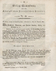 Gesetz-Sammlung für die Königlichen Preussischen Staaten, 31. Dezember, 1852, nr. 48.