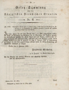 Gesetz-Sammlung für die Königlichen Preussischen Staaten, 12. März, 1853, nr. 6.