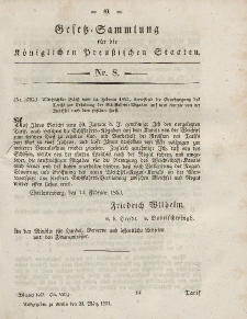 Gesetz-Sammlung für die Königlichen Preussischen Staaten, 23. März, 1853, nr. 8.