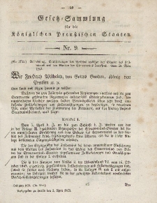 Gesetz-Sammlung für die Königlichen Preussischen Staaten, 3. April, 1853, nr. 9.