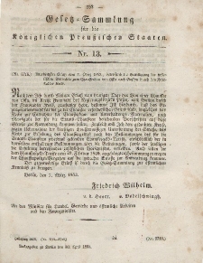 Gesetz-Sammlung für die Königlichen Preussischen Staaten, 30. April, 1853, nr. 13.