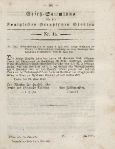 Gesetz-Sammlung für die Königlichen Preussischen Staaten, 4. Mai, 1853, nr. 14.