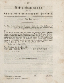 Gesetz-Sammlung für die Königlichen Preussischen Staaten, 4. Mai, 1853, nr. 14.
