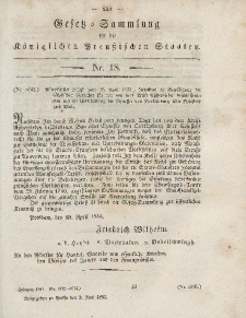 Gesetz-Sammlung für die Königlichen Preussischen Staaten, 2. Juni, 1853, nr. 18.