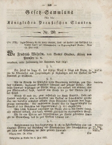 Gesetz-Sammlung für die Königlichen Preussischen Staaten, 6. Juni, 1853, nr. 20.