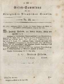 Gesetz-Sammlung für die Königlichen Preussischen Staaten, 10. Juni, 1853, nr. 22.