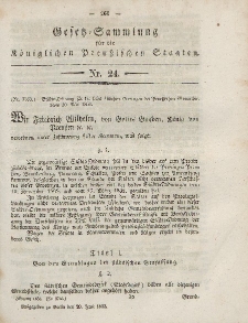 Gesetz-Sammlung für die Königlichen Preussischen Staaten, 20. Juni, 1853, nr. 24.