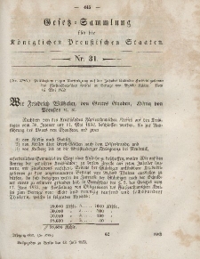 Gesetz-Sammlung für die Königlichen Preussischen Staaten, 13. Juli, 1853, nr. 31.