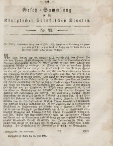 Gesetz-Sammlung für die Königlichen Preussischen Staaten, 16. Juli, 1853, nr. 33.