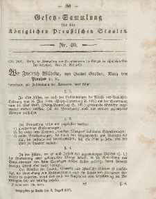 Gesetz-Sammlung für die Königlichen Preussischen Staaten, 9. August, 1853, nr. 40.