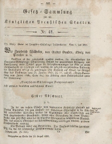 Gesetz-Sammlung für die Königlichen Preussischen Staaten, 12. August, 1853, nr. 41.