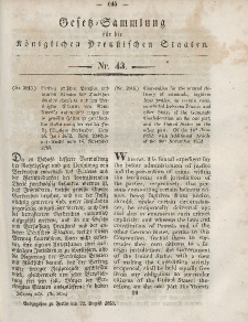 Gesetz-Sammlung für die Königlichen Preussischen Staaten, 22. August, 1853, nr. 43.