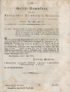 Gesetz-Sammlung für die Königlichen Preussischen Staaten, 26. August, 1853, nr. 45.