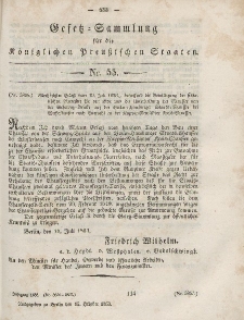 Gesetz-Sammlung für die Königlichen Preussischen Staaten, 15. Oktober, 1853, nr. 55.