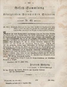 Gesetz-Sammlung für die Königlichen Preussischen Staaten, 6. Dezember, 1853, nr. 62.