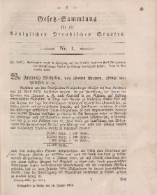 Gesetz-Sammlung für die Königlichen Preussischen Staaten, 16. Januar, 1854, nr. 1.