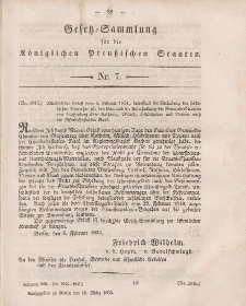 Gesetz-Sammlung für die Königlichen Preussischen Staaten, 16. März, 1854, nr. 7.