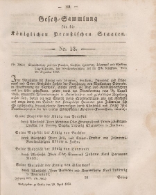 Gesetz-Sammlung für die Königlichen Preussischen Staaten, 29. April, 1854, nr. 13.