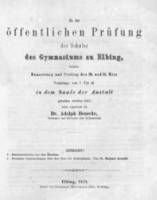 Zu der öffentlichen Prüfung der Schüler des Gymnasiums zu Elbing...