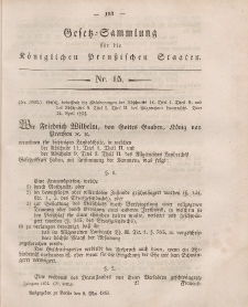 Gesetz-Sammlung für die Königlichen Preussischen Staaten, 8. Mai, 1854, nr. 15.
