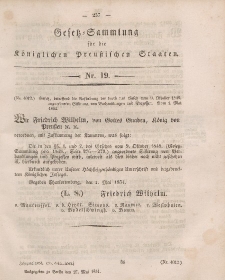 Gesetz-Sammlung für die Königlichen Preussischen Staaten, 27. Mai, 1854, nr. 19.