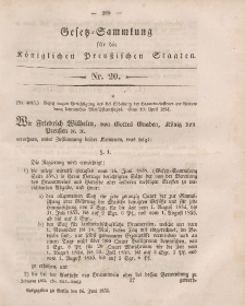 Gesetz-Sammlung für die Königlichen Preussischen Staaten, 16. Juni, 1854, nr. 20.