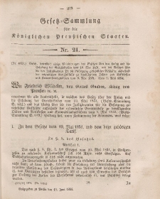 Gesetz-Sammlung für die Königlichen Preussischen Staaten, 19. Juni, 1854, nr. 21.