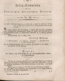 Gesetz-Sammlung für die Königlichen Preussischen Staaten, 22. Juni, 1854, nr. 22.