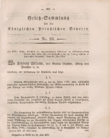 Gesetz-Sammlung für die Königlichen Preussischen Staaten, 22. Juni, 1854, nr. 23.