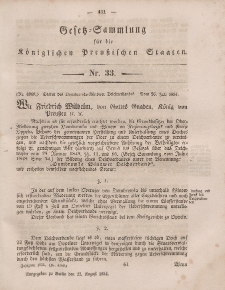 Gesetz-Sammlung für die Königlichen Preussischen Staaten, 22. August, 1854, nr. 33.