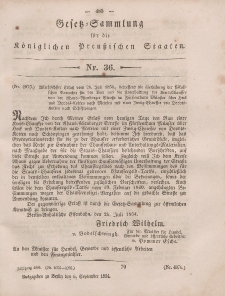 Gesetz-Sammlung für die Königlichen Preussischen Staaten, 6. September, 1854, nr. 36.