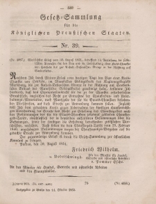 Gesetz-Sammlung für die Königlichen Preussischen Staaten, 14. Oktober, 1854, nr. 39.