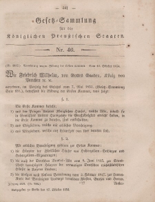 Gesetz-Sammlung für die Königlichen Preussischen Staaten, 17. Oktober, 1854, nr. 40.