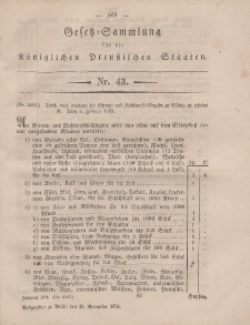Gesetz-Sammlung für die Königlichen Preussischen Staaten, 18. November, 1854, nr. 43.