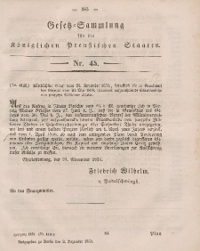 Gesetz-Sammlung für die Königlichen Preussischen Staaten, 2. Dezember, 1854, nr. 45.