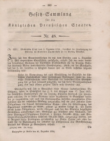 Gesetz-Sammlung für die Königlichen Preussischen Staaten, 14. Dezember, 1854, nr. 48.