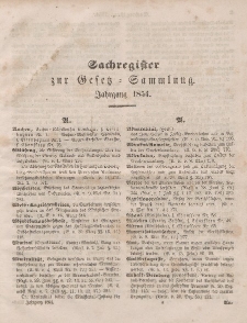 Gesetz-Sammlung für die Königlichen Preussischen Staaten (Sachregister), 1854
