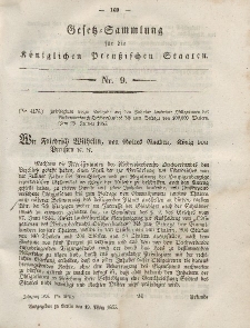Gesetz-Sammlung für die Königlichen Preussischen Staaten, 19. März, 1855, nr. 9.